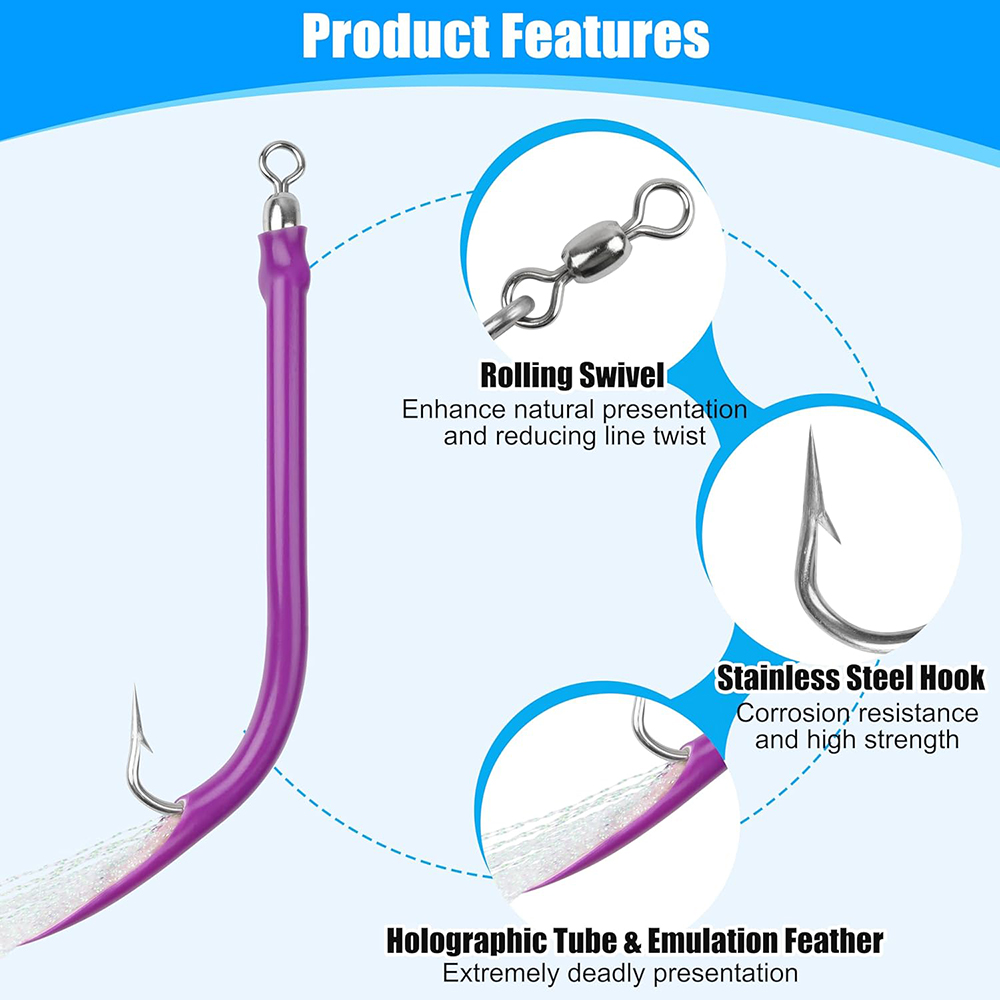 10Pcs Trolling Tube Fishing Lu - đánh giá và giá Fishing Hook Size